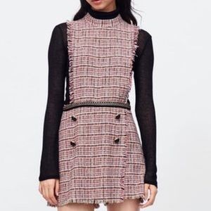 Shein tweed bib overall skort jumpsuit romper